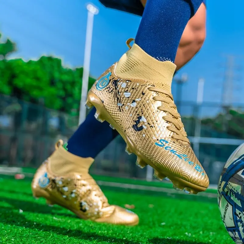 Men's Soccer Cleats Shoes Turf Indoor Football Cleats High Top Breathable Soccer Shoes Outdoor Training TF/AG/FG