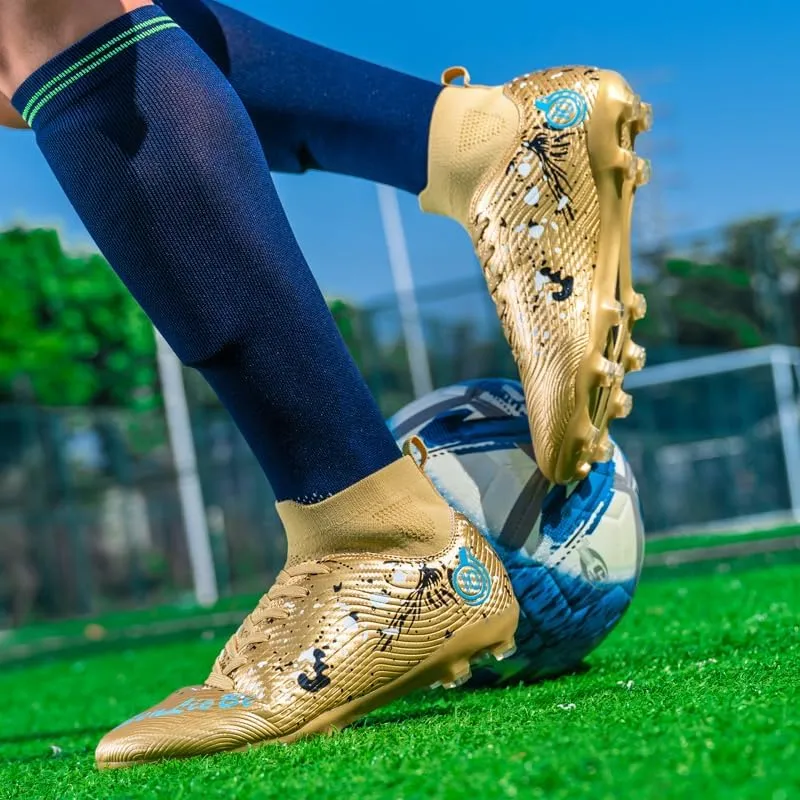 Men's Soccer Cleats Shoes Turf Indoor Football Cleats High Top Breathable Soccer Shoes Outdoor Training TF/AG/FG