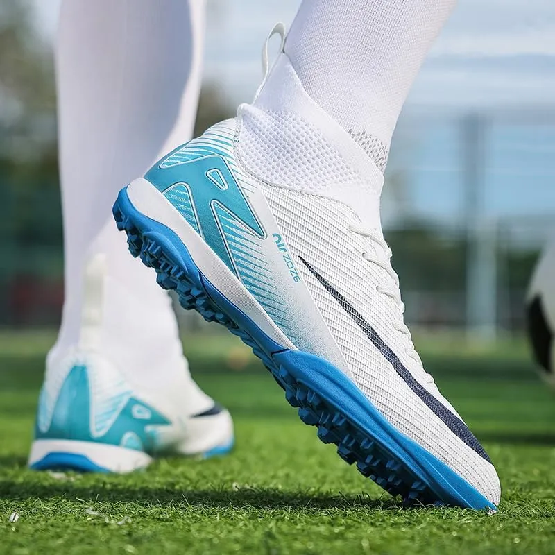 Men's Soccer Shoes Cleats Professional High-Top Breathable Athletic Turf Football Shoes Outdoor/Indoor Professional Futsal Football Training Sneakers