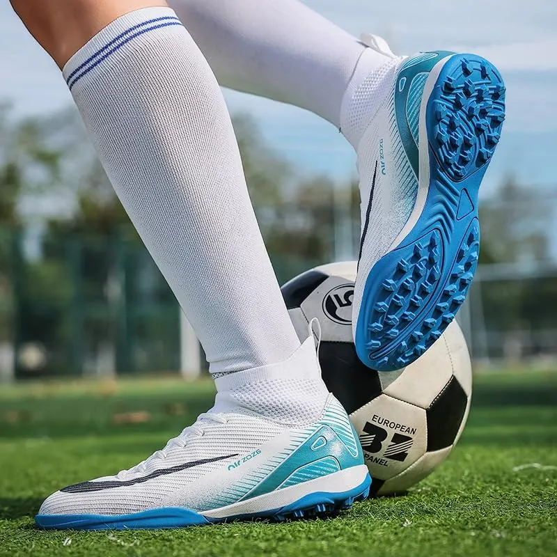 Men's Soccer Shoes Cleats Professional High-Top Breathable Athletic Turf Football Shoes Outdoor/Indoor Professional Futsal Football Training Sneakers