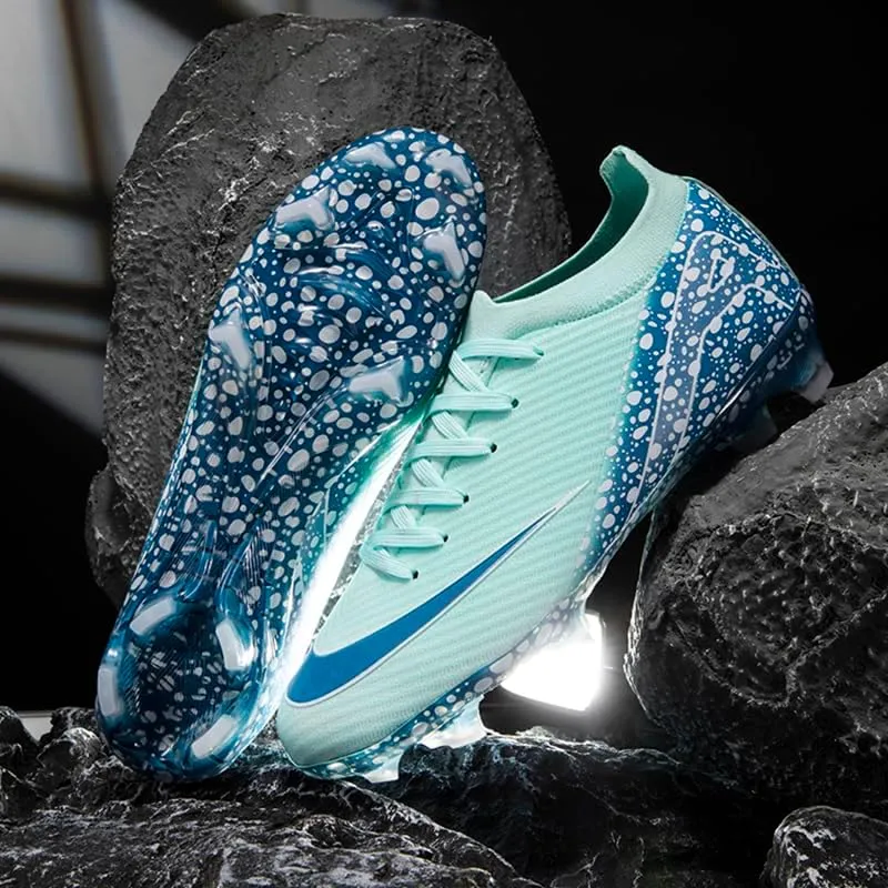 Men's Soccer Shoes - Football Cleats, High-Top, Lace-Up, Non-Slip Spikes for Indoor & Outdoor Sports, Ideal for Athletic Pursuits Like Baseball & Lacrosse, Sneaker Style
