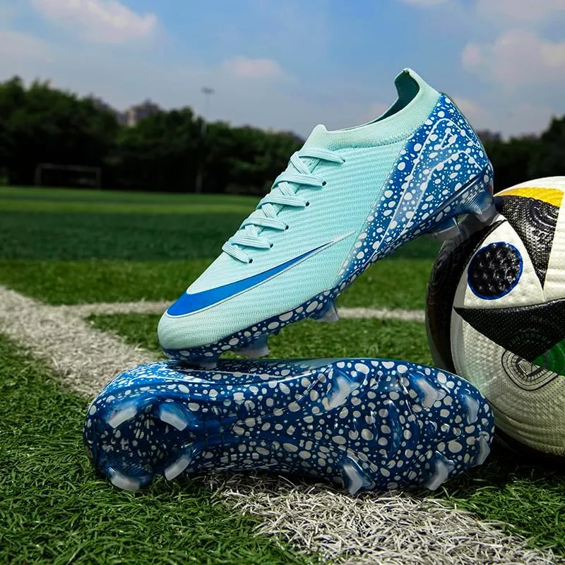 Men's Soccer Shoes - Football Cleats, High-Top, Lace-Up, Non-Slip Spikes for Indoor & Outdoor Sports, Ideal for Athletic Pursuits Like Baseball & Lacrosse, Sneaker Style