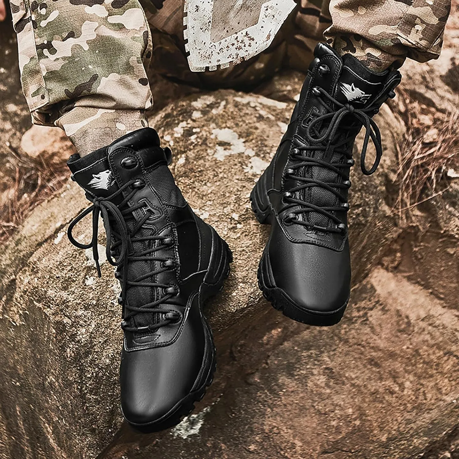 Men's Waterproof Tactical Boots Lace Up Breathable High Top Boots Military Army Outdoor Shoes For Hiking Climbing
