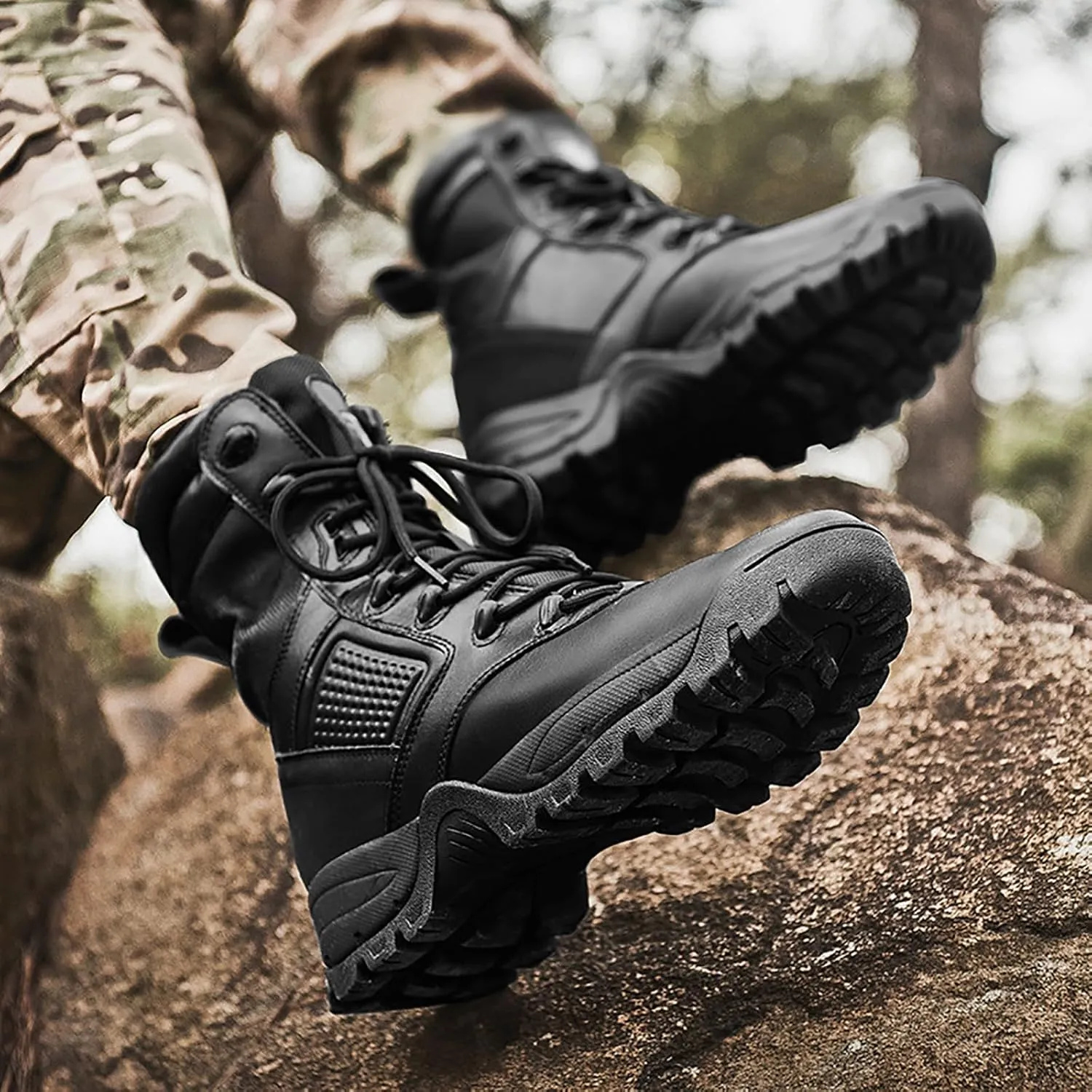 Men's Waterproof Tactical Boots Lace Up Breathable High Top Boots Military Army Outdoor Shoes For Hiking Climbing