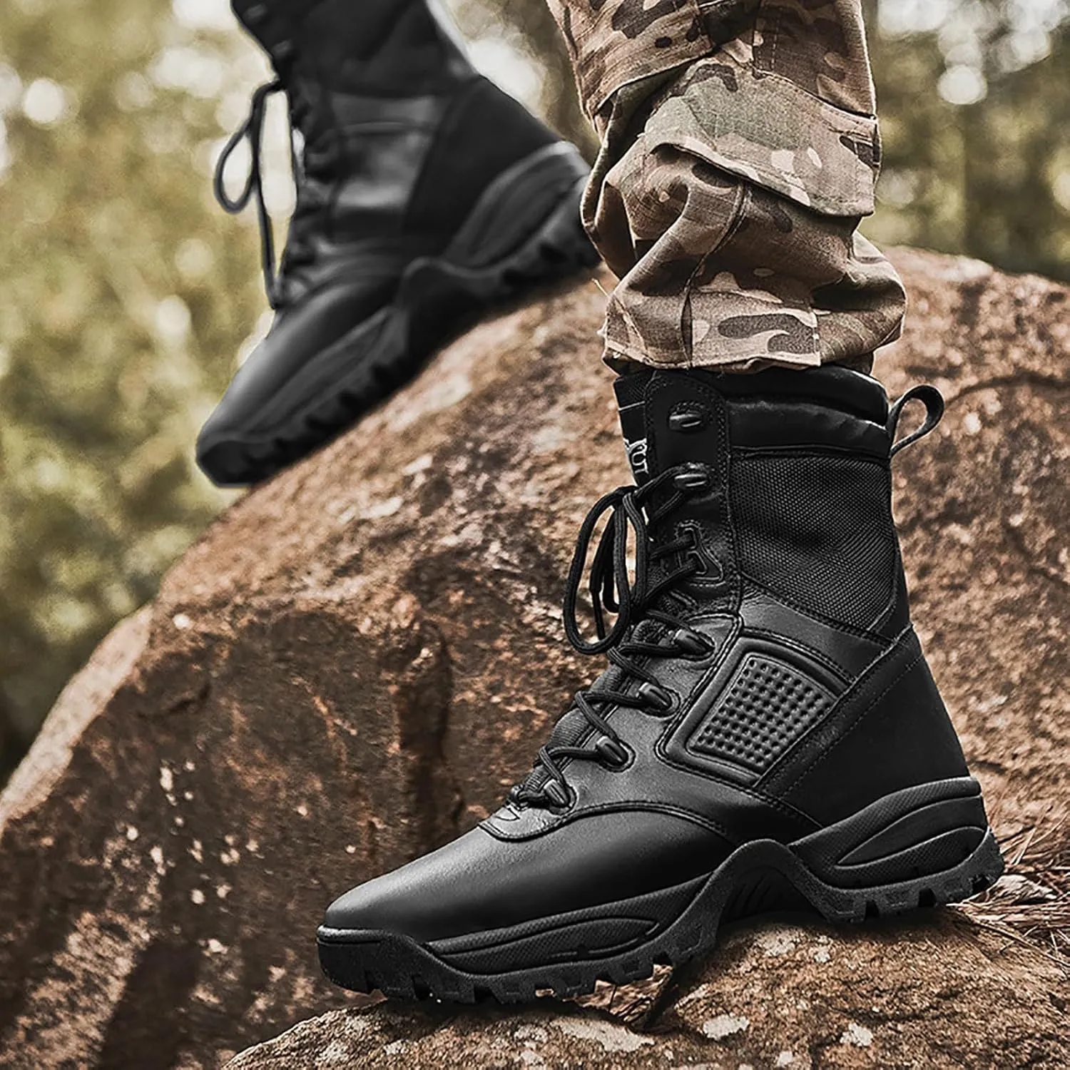 Men's Waterproof Tactical Boots Lace Up Breathable High Top Boots Military Army Outdoor Shoes For Hiking Climbing
