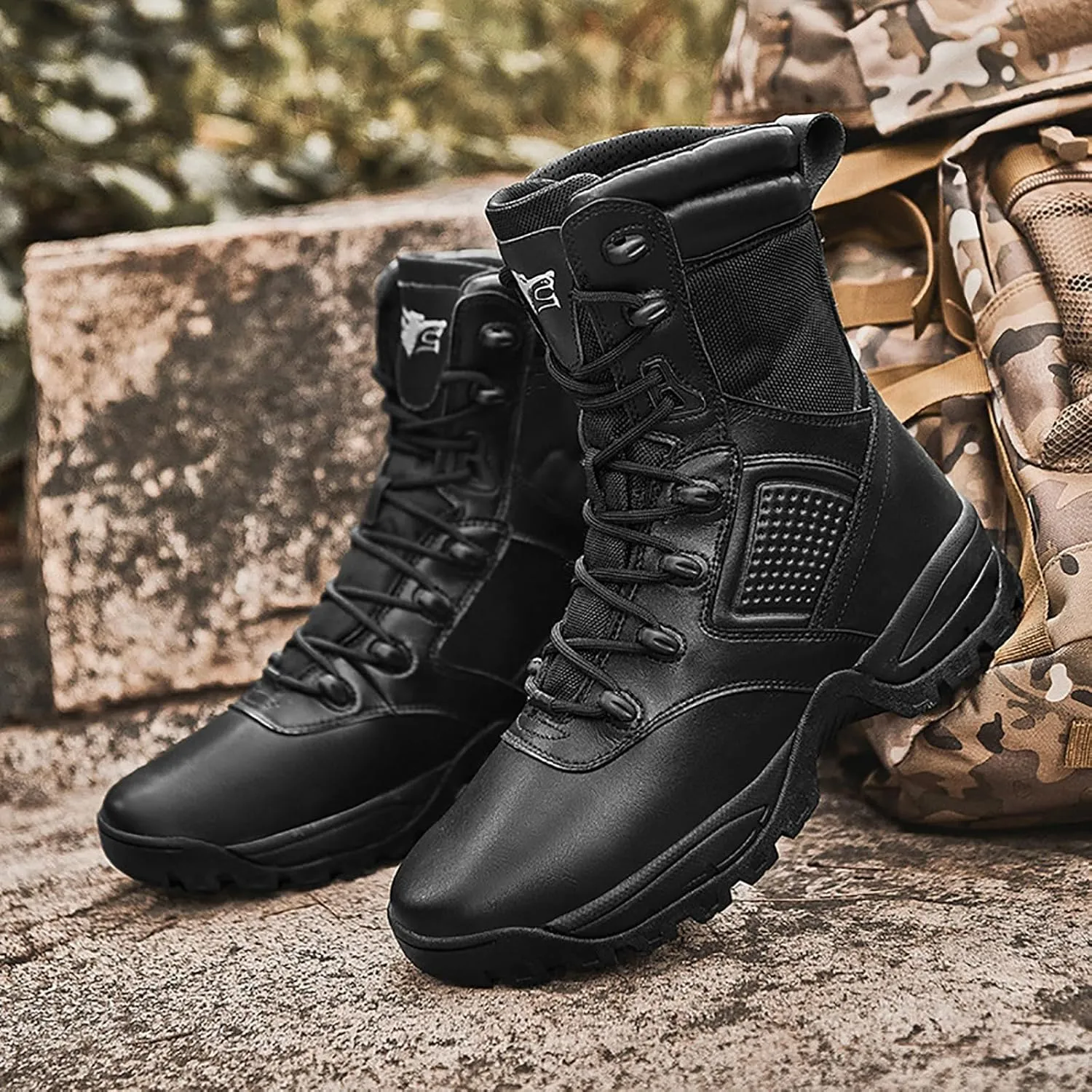 Men's Waterproof Tactical Boots Lace Up Breathable High Top Boots Military Army Outdoor Shoes For Hiking Climbing