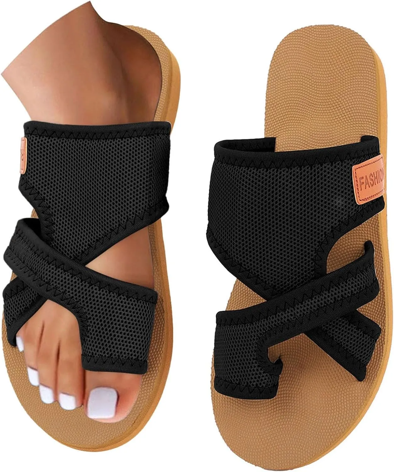Mesh Sandals for Women Comfort Orthopedic Bunion Flip Flops Wide Width Hollow Flip Flops Summer Beach Shoes