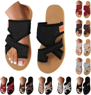 Mesh Sandals for Women Comfort Orthopedic Bunion Flip Flops Wide Width Hollow Flip Flops Summer Beach Shoes