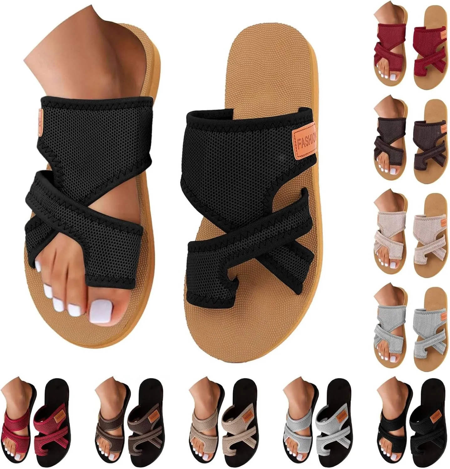 Mesh Sandals for Women Comfort Orthopedic Bunion Flip Flops Wide Width Hollow Flip Flops Summer Beach Shoes