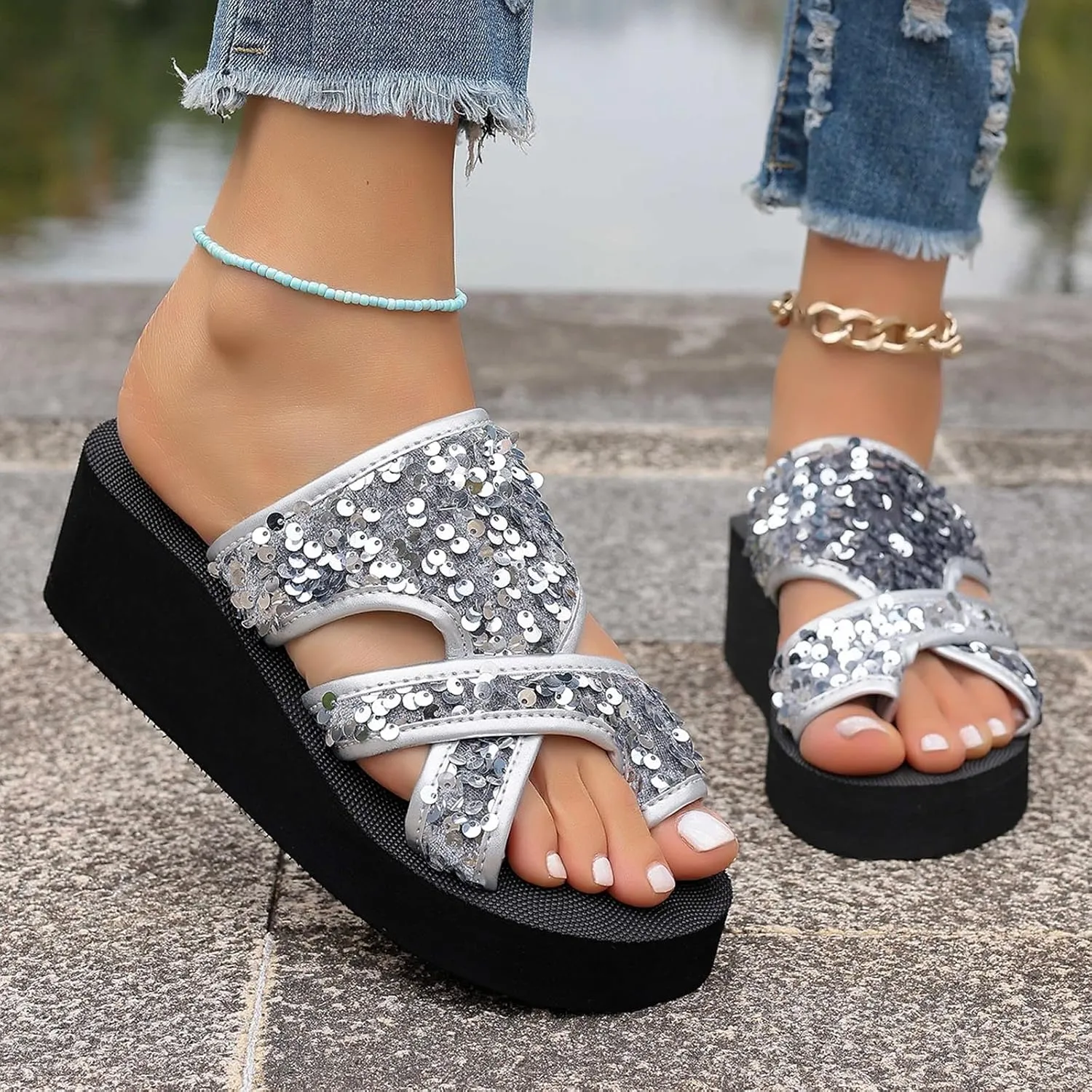 Mesh Slide Sandals for Women Comfort Orthopedic Lightweigh Summer Beach Breathable Hollow Mesh Slide Sandals