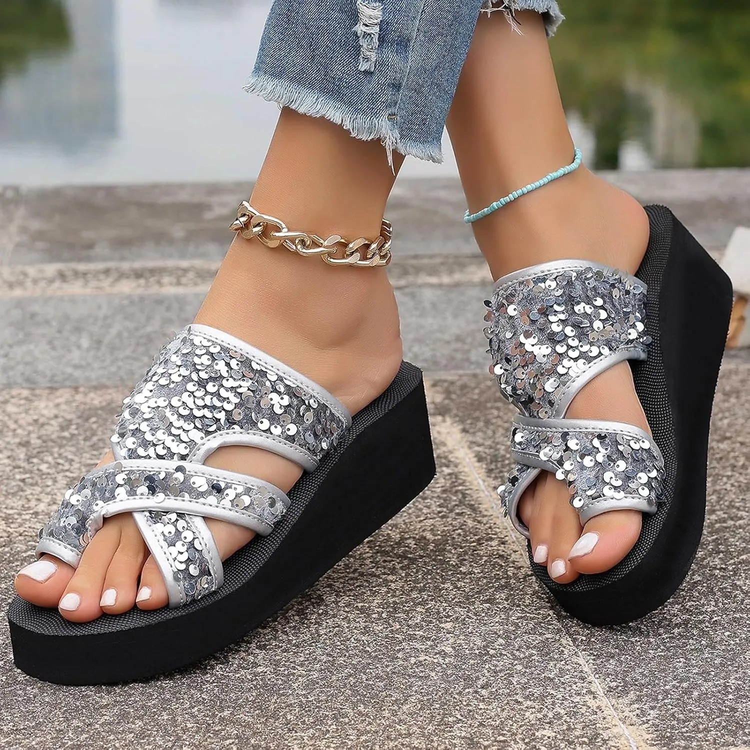 Mesh Slide Sandals for Women Comfort Orthopedic Lightweigh Summer Beach Breathable Hollow Mesh Slide Sandals