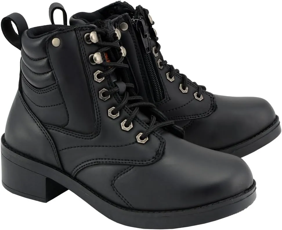 Milwaukee Leather MBK9275 Boys Black Lace-Up Boots with Side Zipper Entry - 5