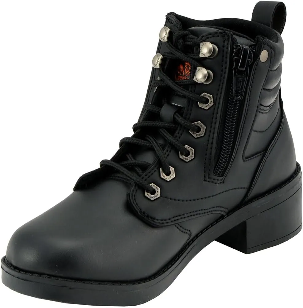 Milwaukee Leather MBK9275 Boys Black Lace-Up Boots with Side Zipper Entry - 5
