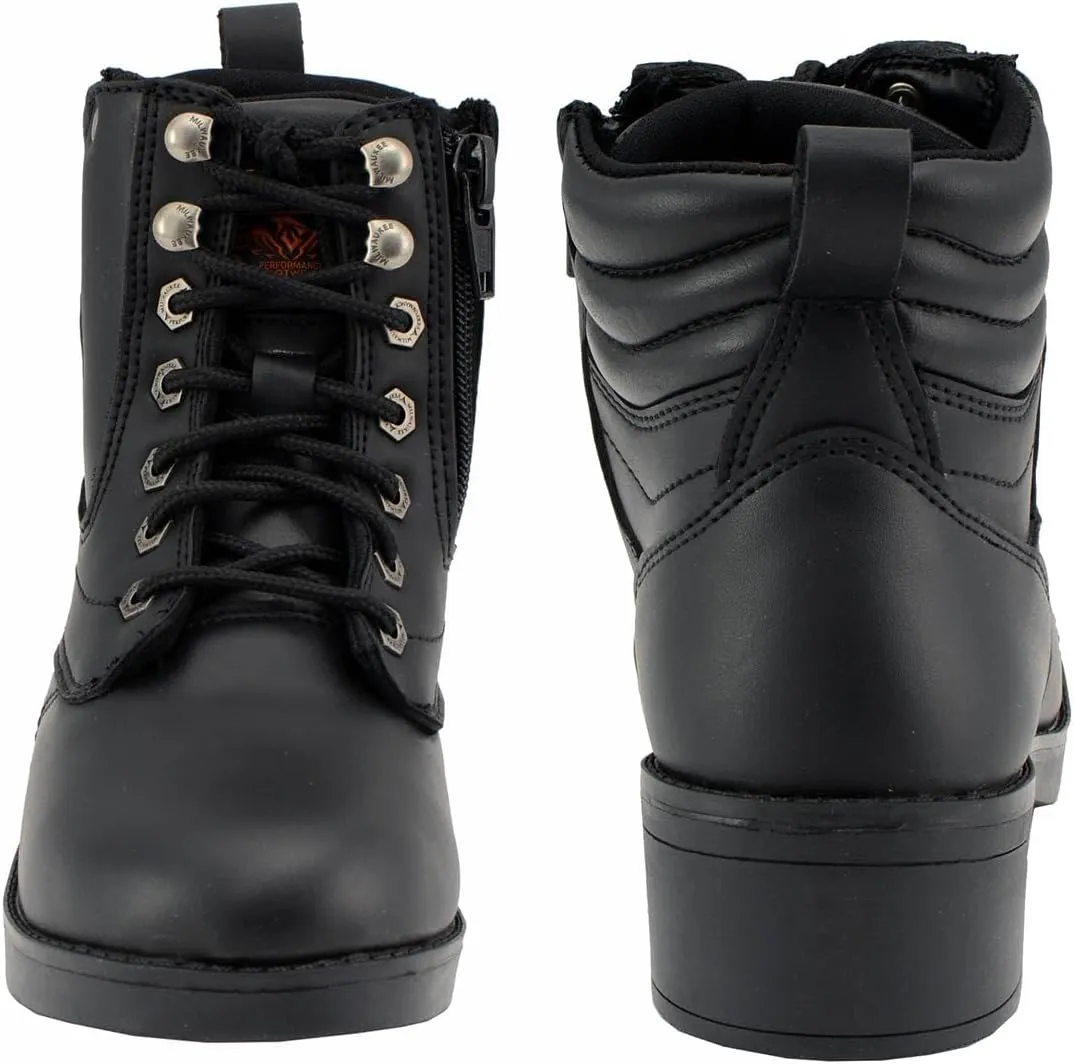 Milwaukee Leather MBK9275 Boys Black Lace-Up Boots with Side Zipper Entry - 5