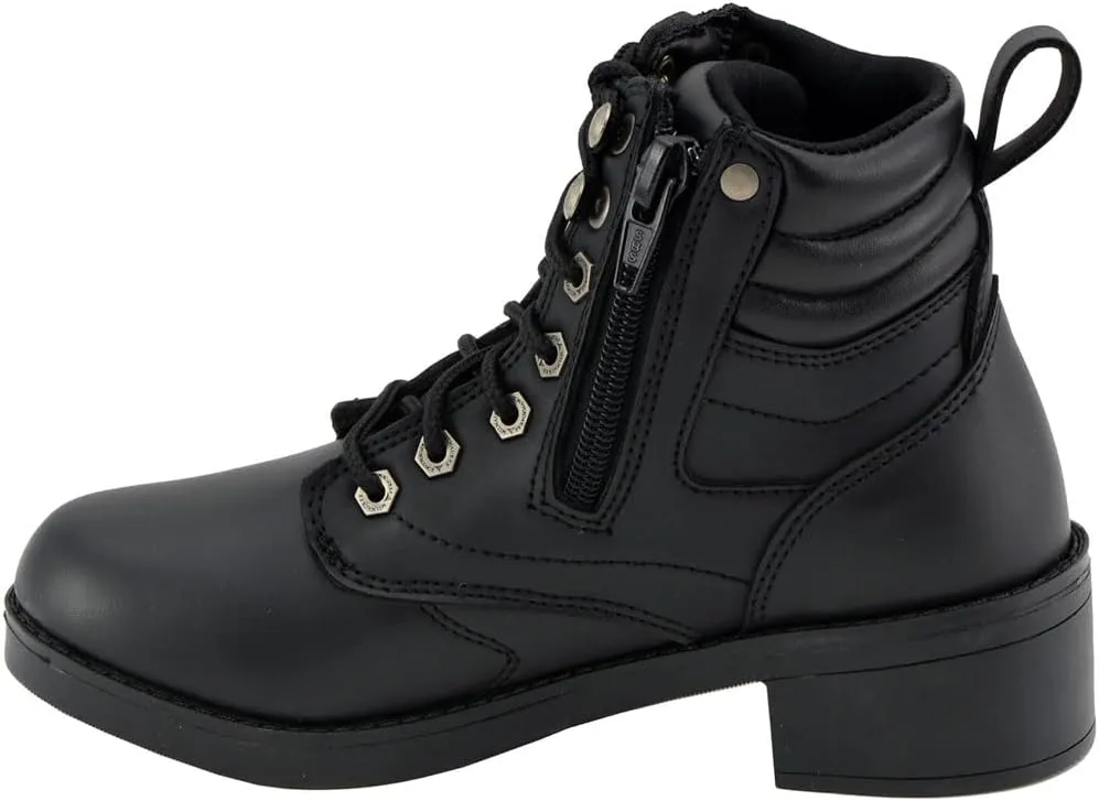 Milwaukee Leather MBK9275 Boys Black Lace-Up Boots with Side Zipper Entry - 5