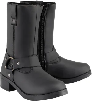 Milwaukee Leather MBK9280 Boys Classic Black Harness Biker Boots