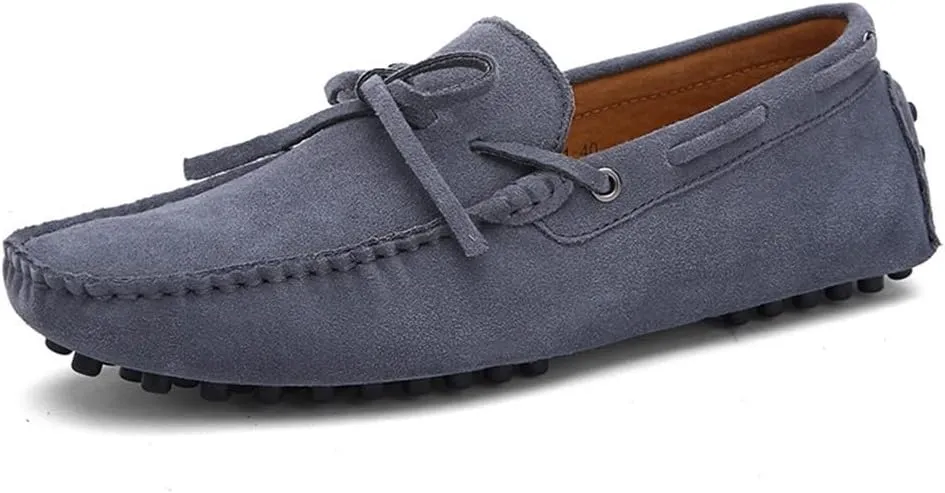 New Loafers for Men Boat Shoes Genuine Leather Stitching Details Round Toe Suede Vamp Resistant Flexible Comfortable Prom Slip On