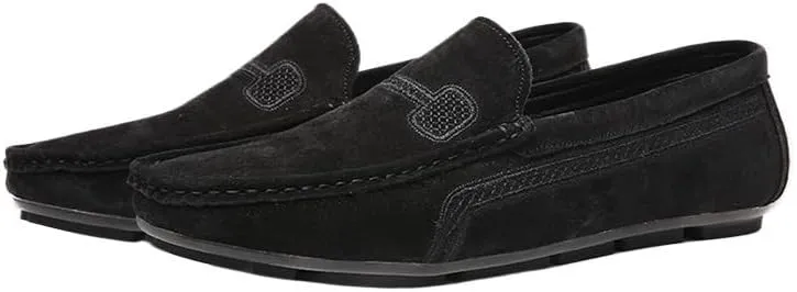 New Mens Loafers Shoe Faux Leather Stitching Details Suede Vamp Rubber Sole Comfortable Anti-slip Resistant Prom Slip On