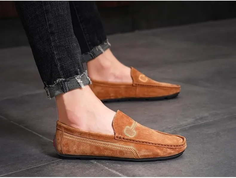 New Mens Loafers Shoe Faux Leather Stitching Details Suede Vamp Rubber Sole Comfortable Anti-slip Resistant Prom Slip On
