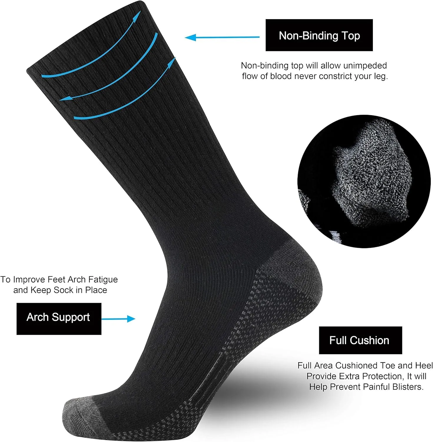 ONKE Cotton Full Cushion Crew Socks for Men Women Athletic Thick Warm Heavy Duty Steel Toe Work Boot Moisture Wicking Control