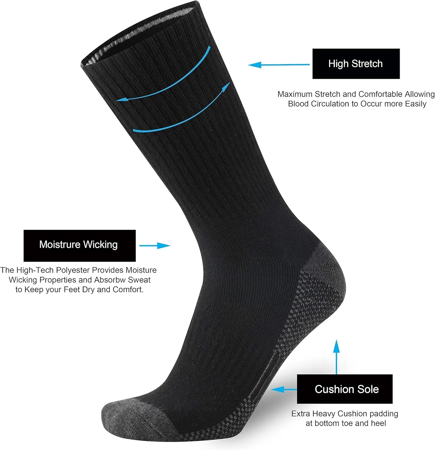 ONKE Cotton Full Cushion Crew Socks for Men Women Athletic Thick Warm Heavy Duty Steel Toe Work Boot Moisture Wicking Control