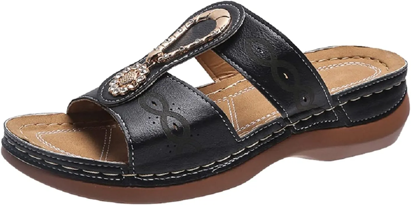 Orthopedic Flip Flops for Women Orthopedic Women Dress Sandals Orthopedic Travel Sandals Orthotic Sandals for Bunions Women Wide Width Women's Slide Sandals with Arch Support & Adjustable Straps