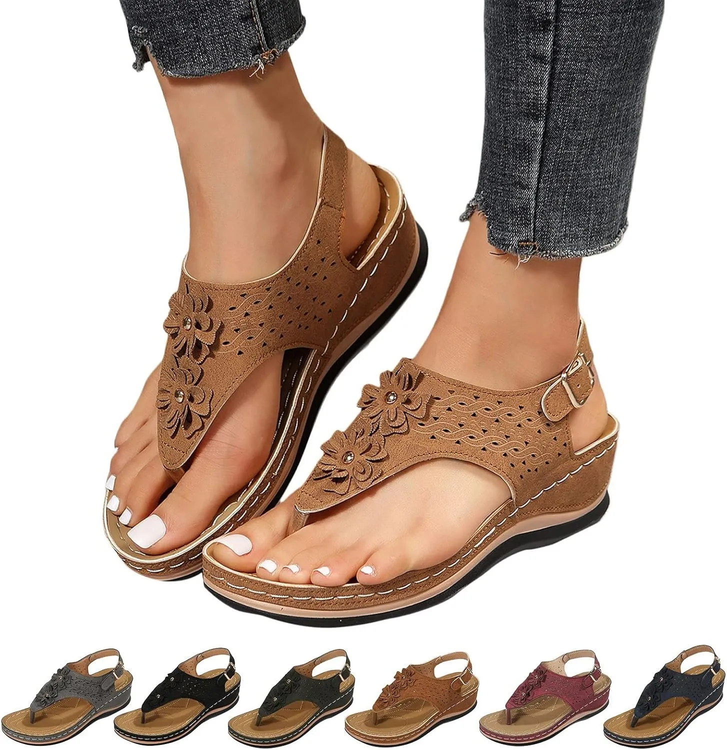 Orthopedic Leather Sandals for Women Orthotic Sandals with Heels Orthopedic Fascitis Plantar Sandals Women Orthopedic High Arch Support Inserts Women Sandal Women's Orthopedic Arch Support Flip Flops