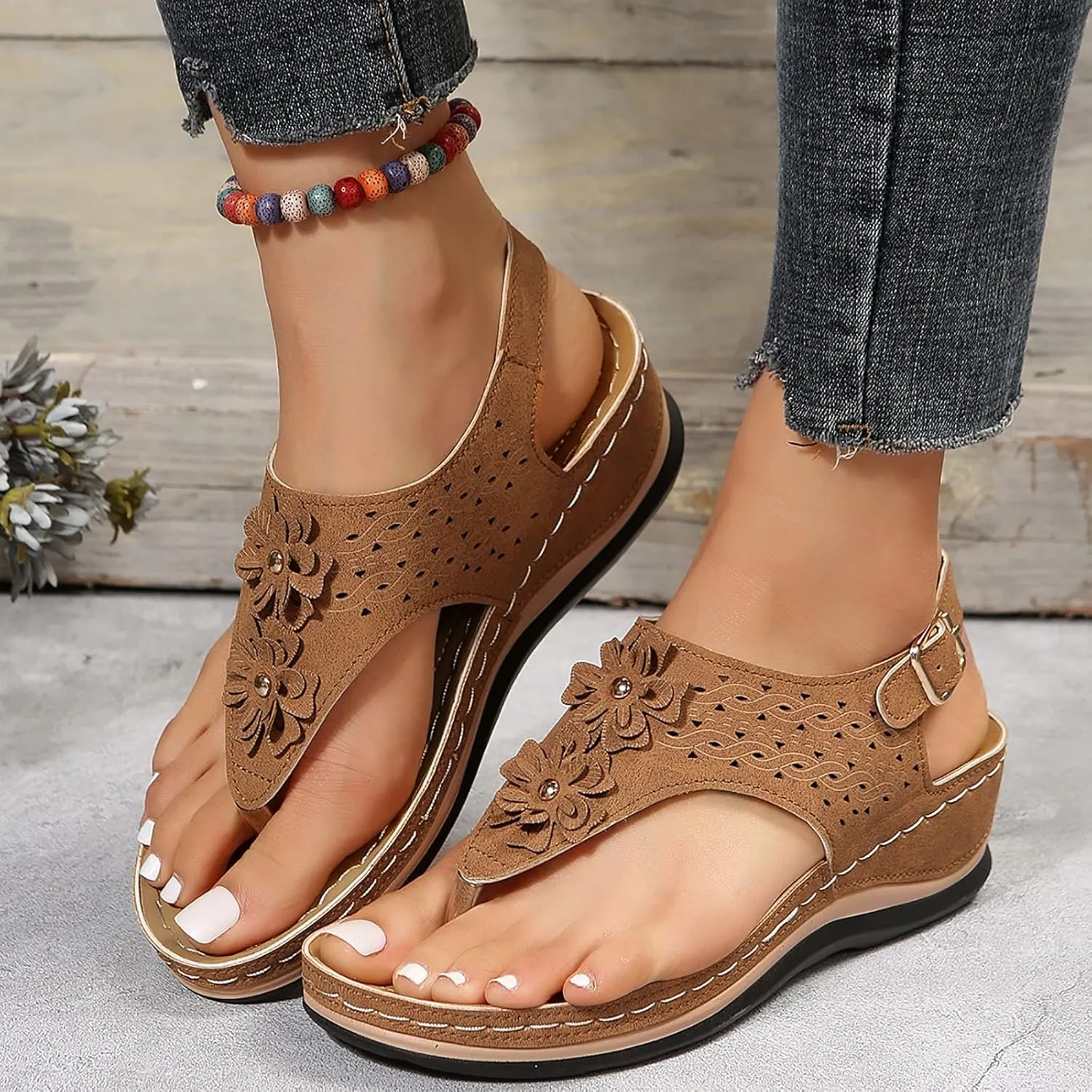 Orthopedic Leather Sandals for Women Orthotic Sandals with Heels Orthopedic Fascitis Plantar Sandals Women Orthopedic High Arch Support Inserts Women Sandal Women's Orthopedic Arch Support Flip Flops