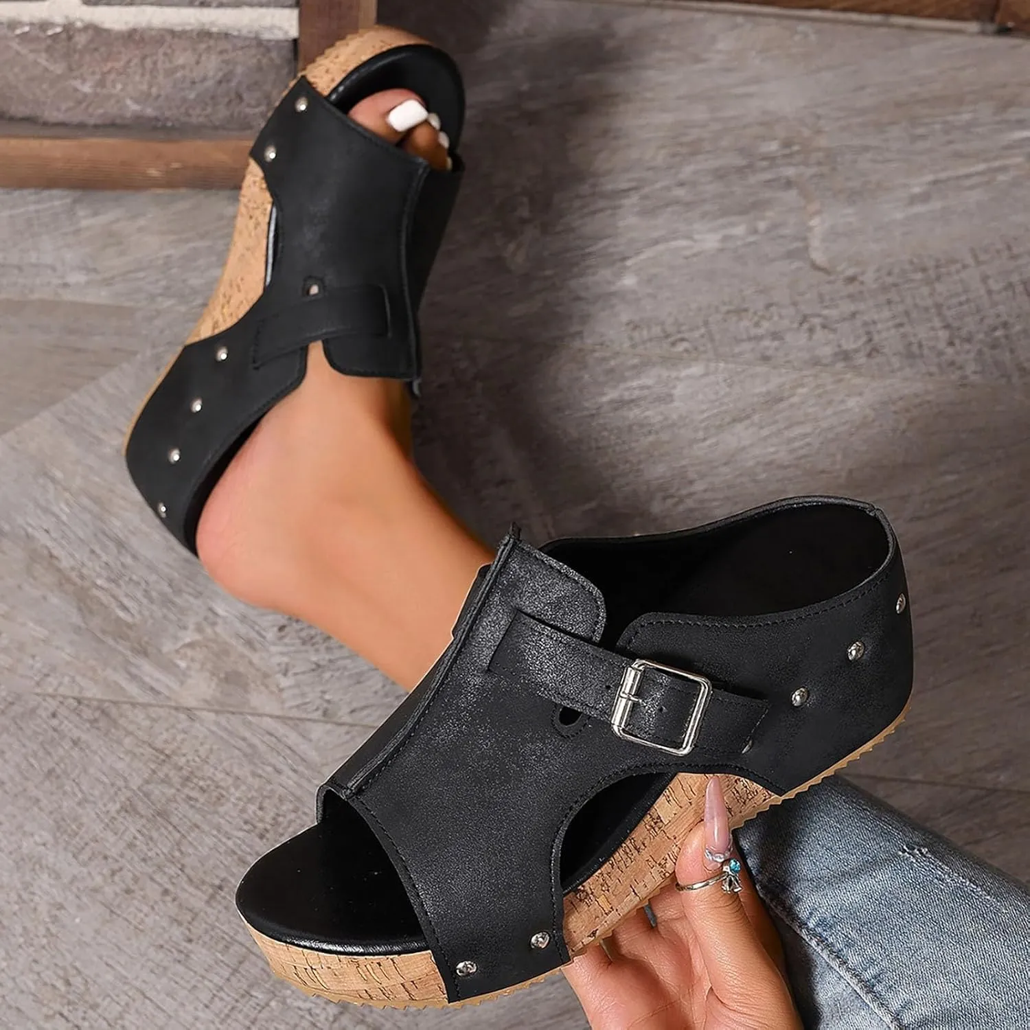 Orthopedic Platform Wedge Sandals for Women Dressy Summer Wedges Open Toe Comfortable Sandals Slip On Walking Shoes Slides Sandal Casual Wide Width Dress Shoes