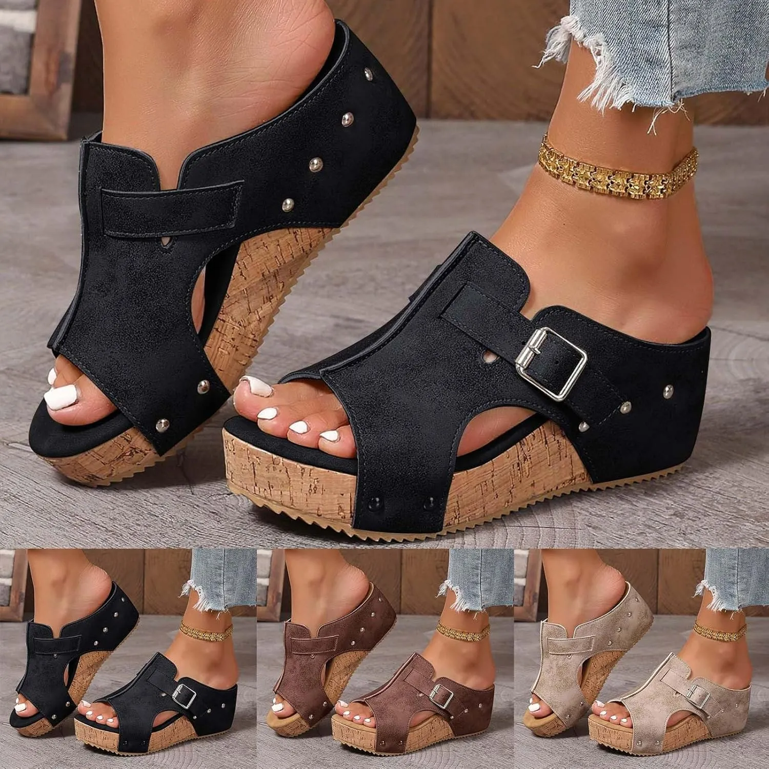Orthopedic Platform Wedge Sandals for Women Dressy Summer Wedges Open Toe Comfortable Sandals Slip On Walking Shoes Slides Sandal Casual Wide Width Dress Shoes