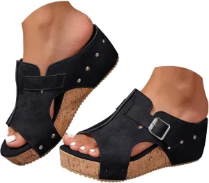 Orthopedic Platform Wedge Sandals for Women Dressy Summer Wedges Open Toe Comfortable Sandals Slip On Walking Shoes Slides Sandal Casual Wide Width Dress Shoes