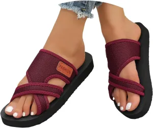 Orthopedic Sandals for Women 2025,Breathable Mesh Slide Sandals Lightweight Arch Support Comfy Hollow Mesh Walking Slide Sandal