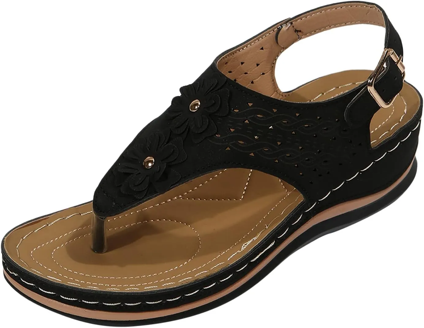 Orthopedic Sandals for Women Arch Support Orthotic Adjustable Straps Lightweight Cushion Walking Sandals Non Slip Sole Dressy Beach Footwear Summer Flip Flops for Women