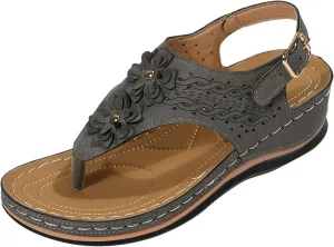 Orthopedic Sandals for Women Arch Support Orthotic Adjustable Straps Lightweight Cushion Walking Sandals Non Slip Sole Dressy Beach Footwear Summer Flip Flops for Women
