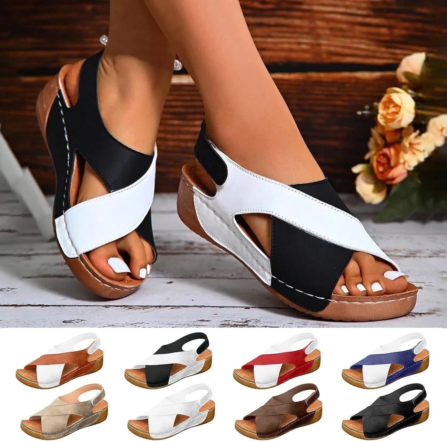 Orthopedic Sandals for Women Arch Support Walking Sandals Breathable Mesh Hollow Sports Sandals Summer Flip Flops