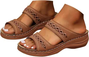 Orthopedic Sandals for Women Arch Support, Women Dressy Summer Wedges Slip On Comfortable Sandals Hollow Out Slides Sandal Boho Beach Sandal Casual Dress Shoes