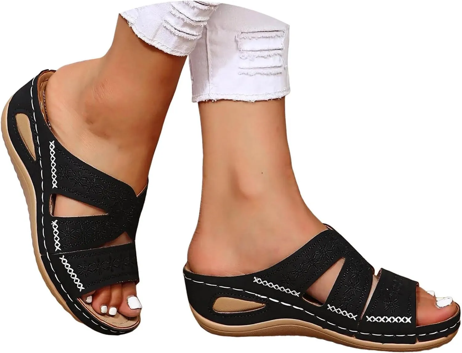 Orthopedic Sandals for Women Dressy Comfortable Arch Support Wedge Sandals Non Slip Best Walking Flip Flops Sandals