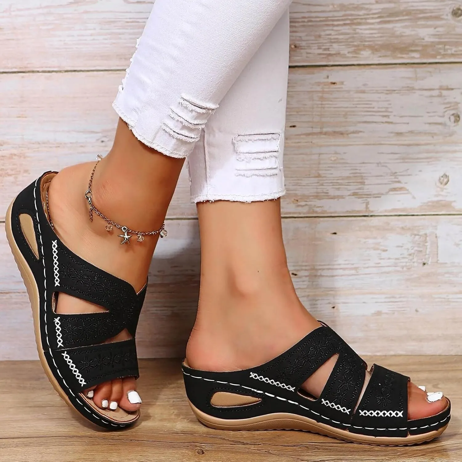 Orthopedic Sandals for Women Dressy Comfortable Arch Support Wedge Sandals Non Slip Best Walking Flip Flops Sandals