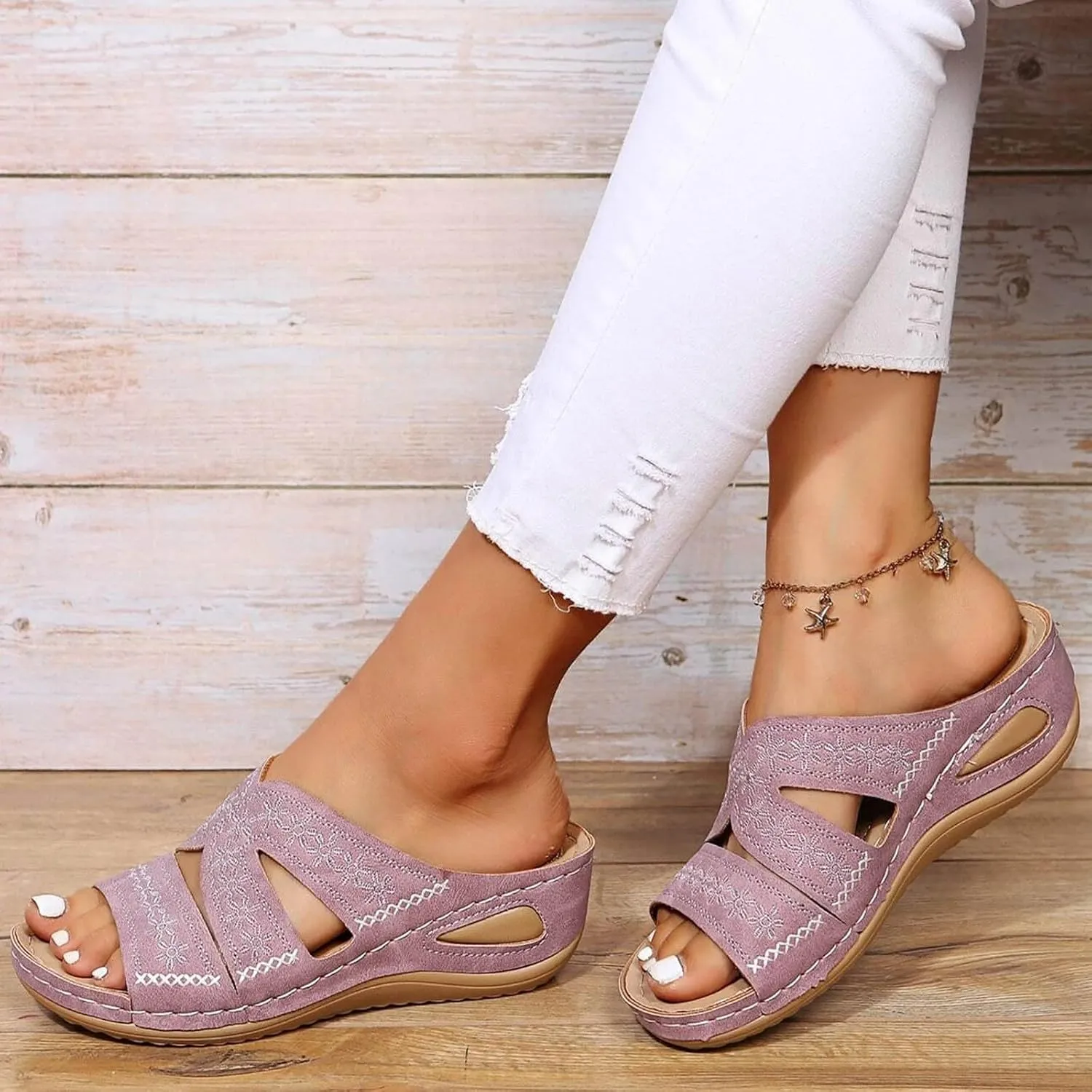 Orthopedic Sandals for Women Dressy Comfortable Arch Support Wedge Sandals Non Slip Best Walking Flip Flops Sandals