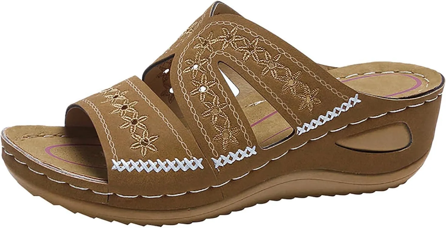 Orthopedic Sandals for Women Dressy Comfortable Arch Support Wedge Sandals Non Slip Best Walking Flip Flops Sandals
