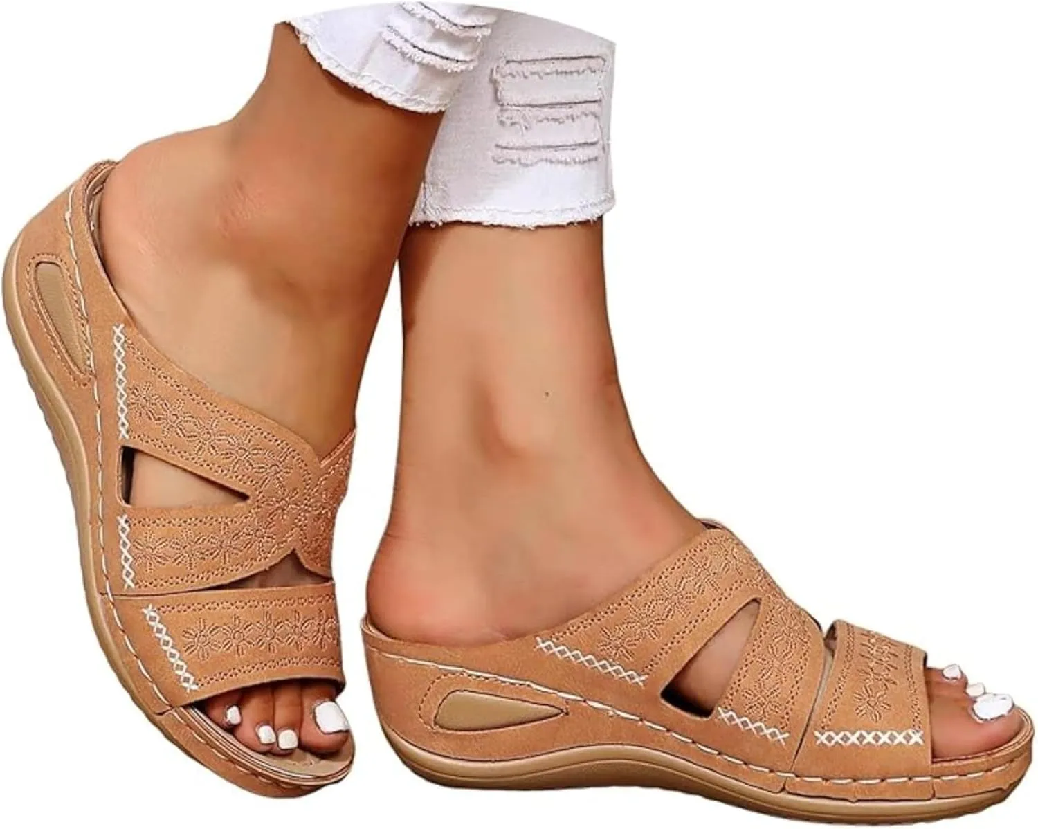 Orthopedic Sandals for Women Dressy Comfortable Arch Support Wedge Sandals Non Slip Best Walking Flip Flops Sandals