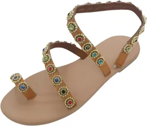 Orthopedic Sandals for Women Flats with Arch Support Elastic Ankle Strap Adjustable Summer Walking Beach Shoes