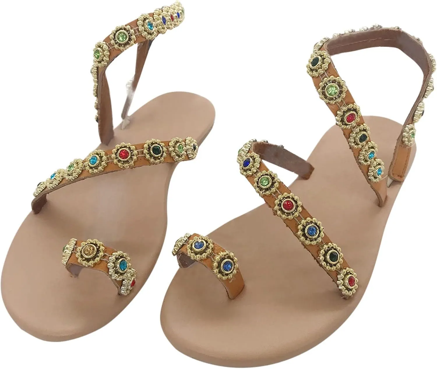 Orthopedic Sandals for Women Flats with Arch Support Elastic Ankle Strap Adjustable Summer Walking Beach Shoes