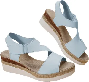 Orthopedic Sandals for Women Summer Buckle Ankle Strap Slip On Sandals, Comfy Open Toe Flat Wedges Comfortable Espadrilles Flats Platform Walking Shoes All Day Comfort