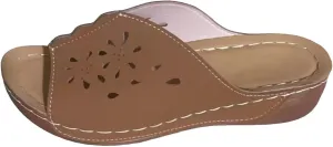 Orthopedic Sandals for Women Summer Hollow Out Wedge Sandals Fish Mouth Leather Platform Wedges, Open Toe Breathable Slippers Comfortable Slip on Walking Slippers