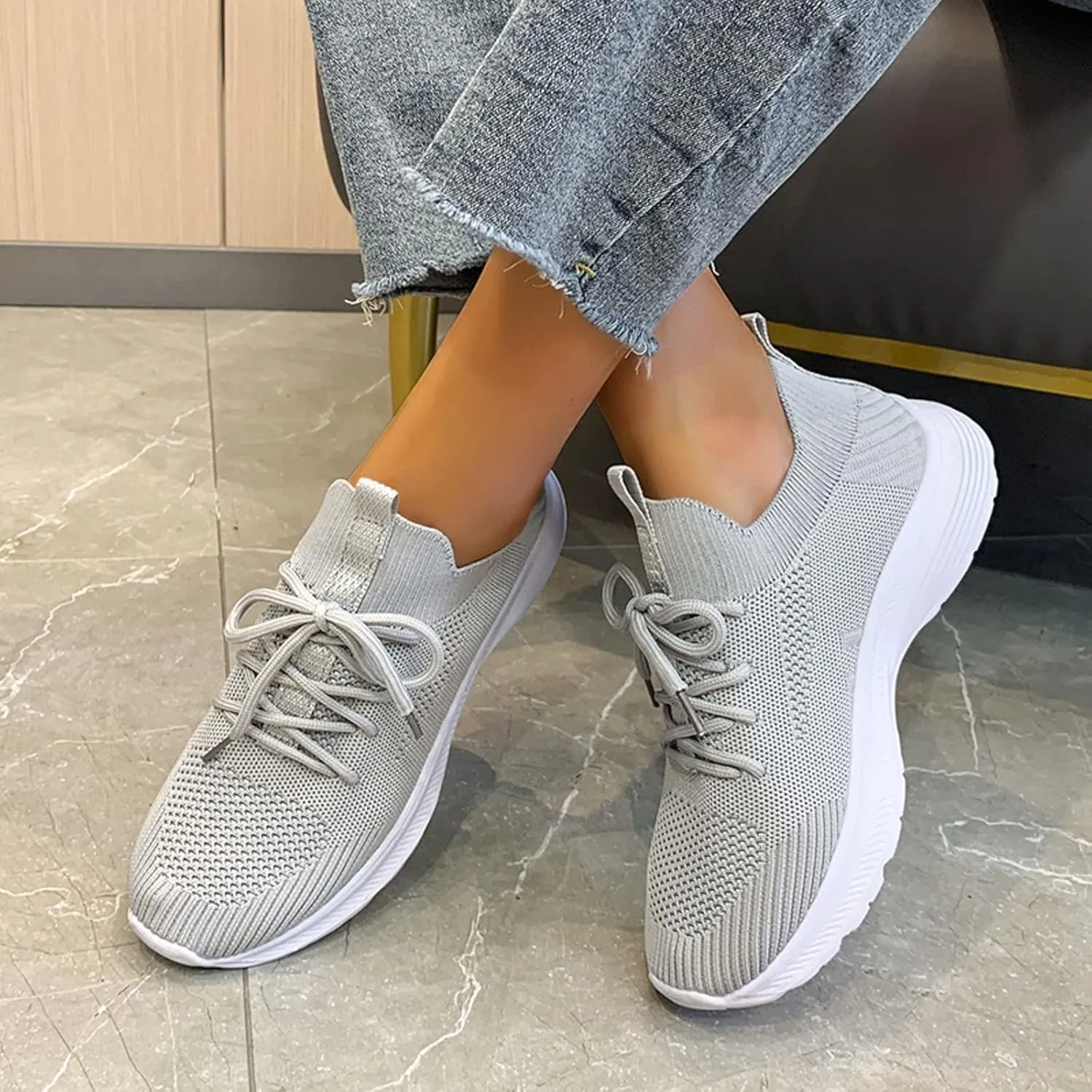 Orthopedic Shoes for Slip On Casual Walking Shoes Breathable Mesh Lightweight Non Slip Shoes Comfort Athletic Shoes