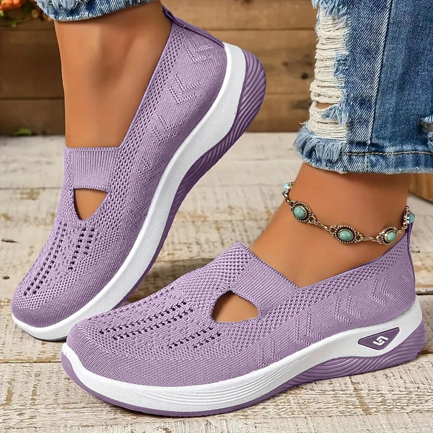 Orthopedic Shoes for Women Fashion Slip on Comfortable Running Shoes Anti-Skid Lightweight Breathable Mesh Casual Sneakers