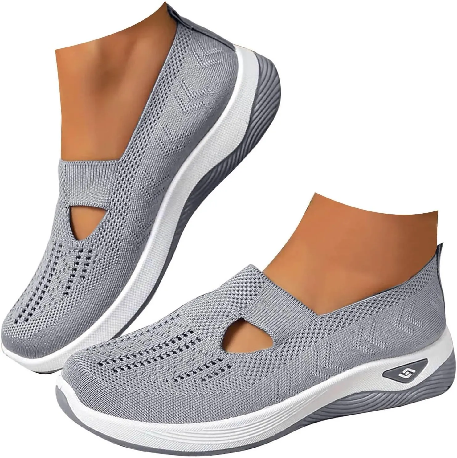 Orthopedic Shoes for Women Wide Width Slip on Comfortable Running Shoes Anti-Skid Lightweight Breathable Mesh Casual Sneakers