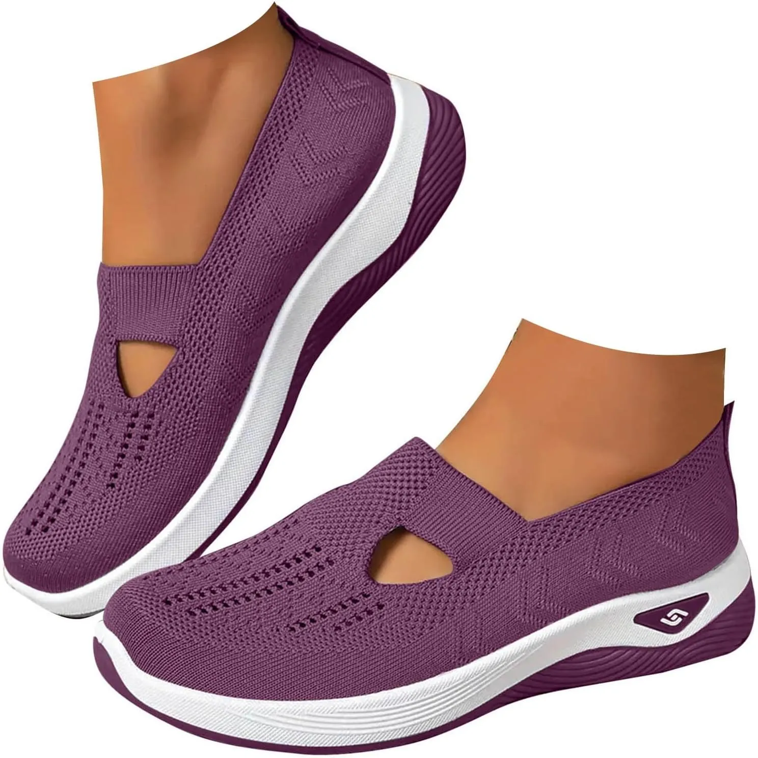 Orthopedic Shoes for Women Wide Width Slip on Comfortable Running Shoes Anti-Skid Lightweight Breathable Mesh Casual Sneakers