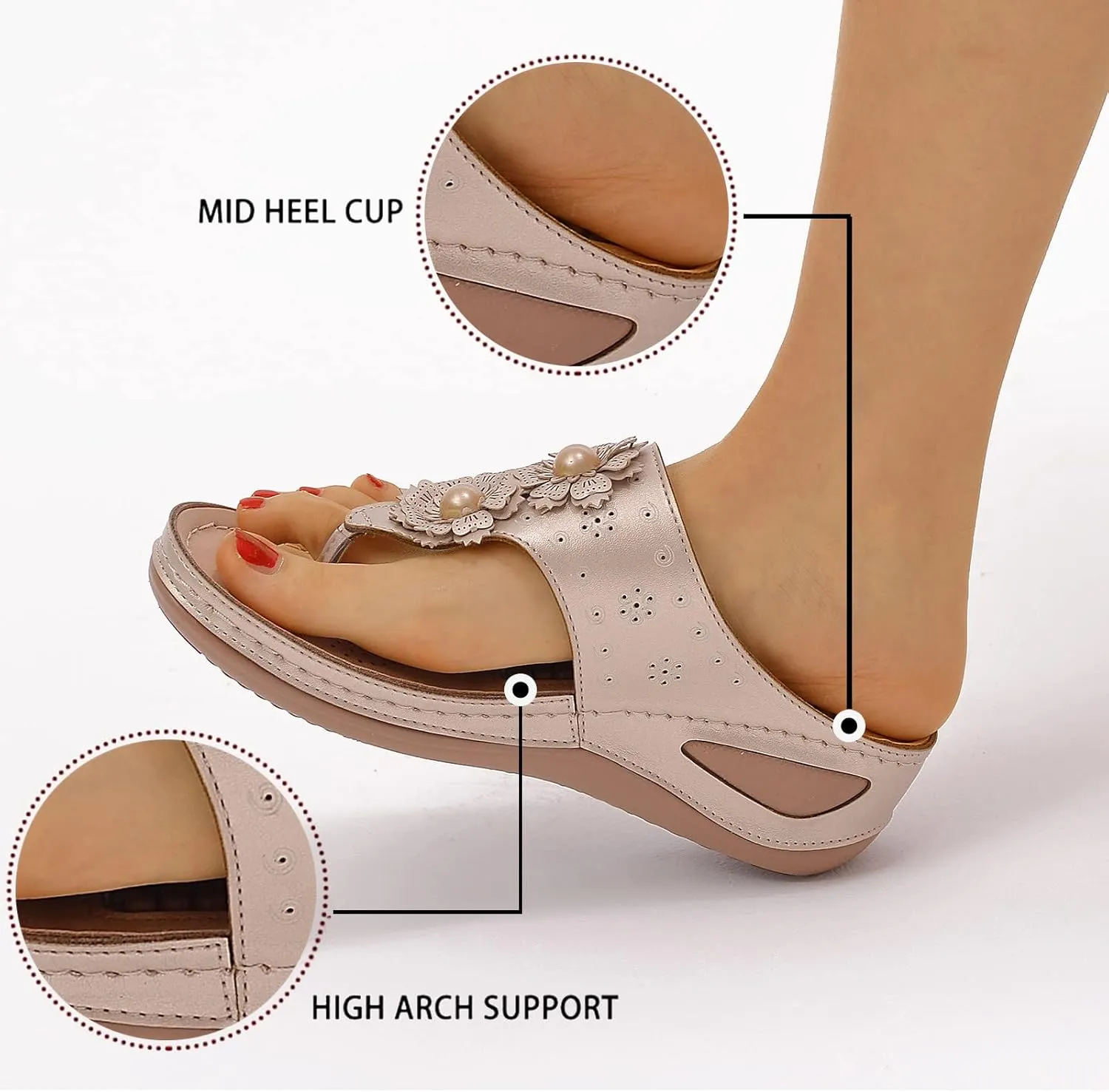 Orthopedic Slides for Women Adjustable Arch Support Recovery Sandals Thick Cushion Comfortable Walking Footwear Plantar Fasciitis Relief